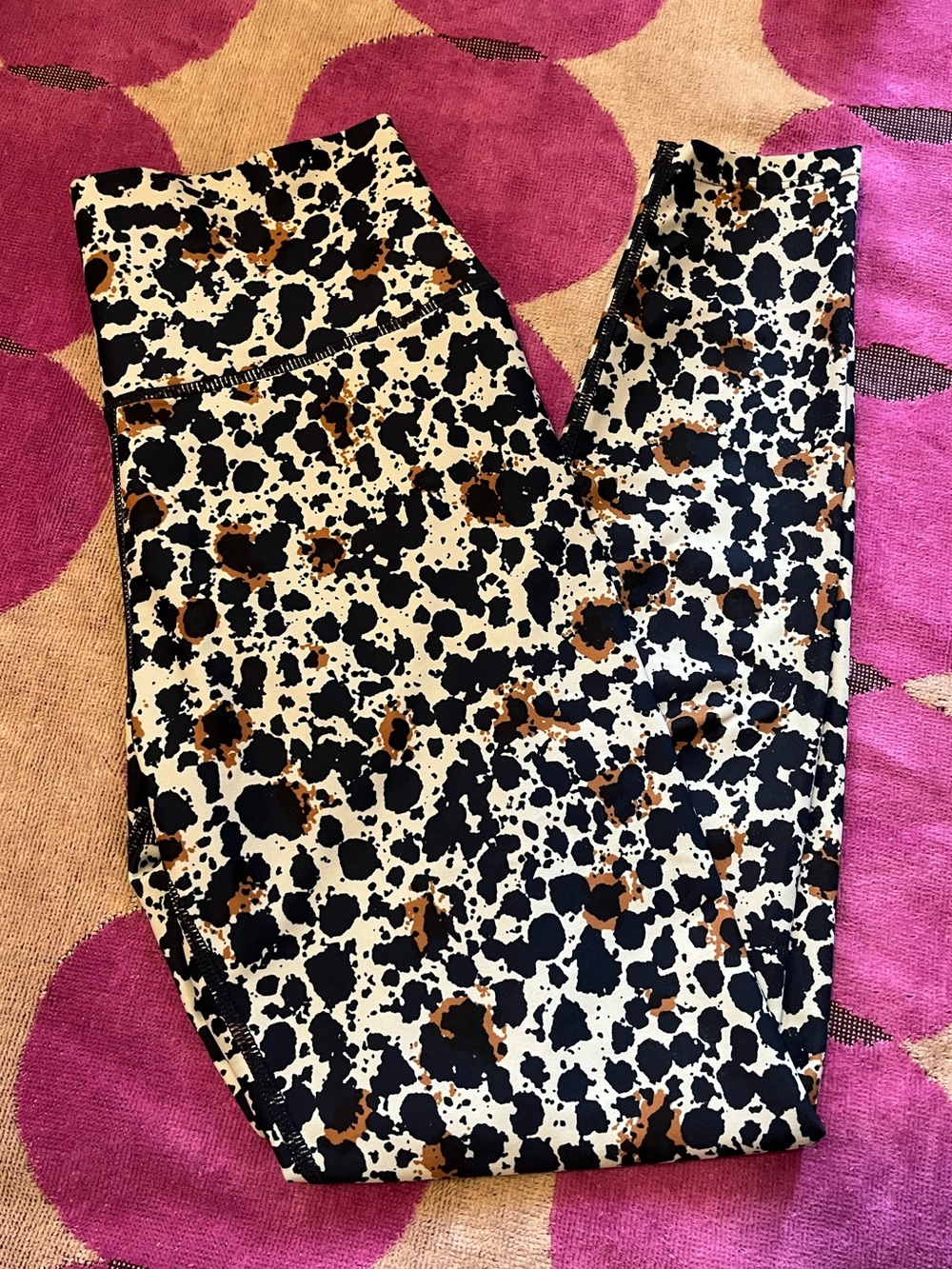Sage Collective Cheetah/Cow Print Ink Splatter Leggings